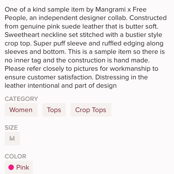 Free People x Mangrami 💕 crop top suede bustier - Picture 8 of 8